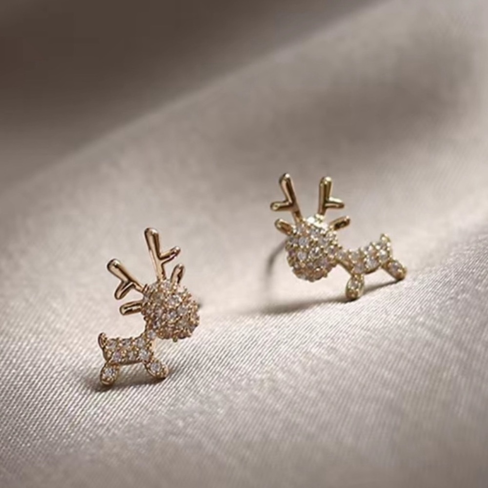 Gold Reindeer Stud Earrings